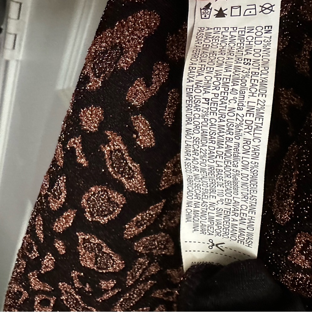 Forever 21 Brown and Black Sparkly cheetah 🐆 Animal Print Stretchy Mini Dress 1X - Picture 4 of 4